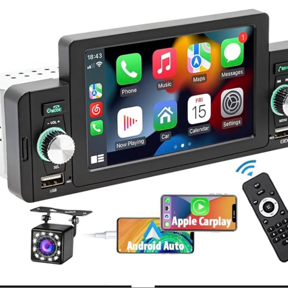 NEW 5 inch Din car stereo Bluetooth, remote control, touchscreen back up camera​